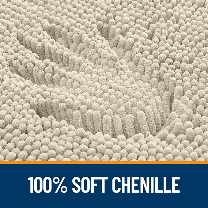 OLANLY Bathroom Rugs 24x16, Extra Soft Absorbent Chenille Bath Rugs, Rubber Backing Quick Dry, Machine Washable Bath Mats for Bathroom Floor, Tub and Shower, Home Decor Accessories, Sand