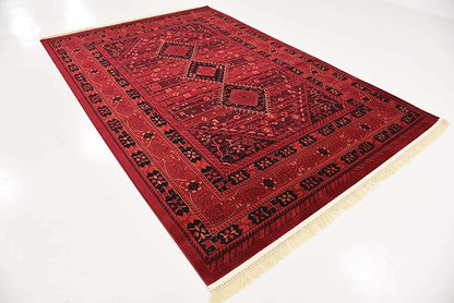 Unique Loom Tekke Collection Area Rug - Sheibani (6' 1" x 9' Rectangle, Red/ Black)
