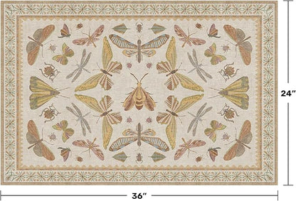 Boho Bathroom Rugs 2x3 Non Slip Washable - Stain Resistant Kitchen Rugs for Entryway, Mudroom, Powder Room, Soft Low Pile Cottagecore Nature Eclectic Small Throw Rug