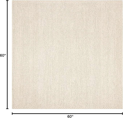 Safavieh Natura Collection Area Rug - 5' Square, Ivory, Handmade Wool Blend, Textured Design, Ideal for Living Room, Bedroom, Dining Space (NAT620A)