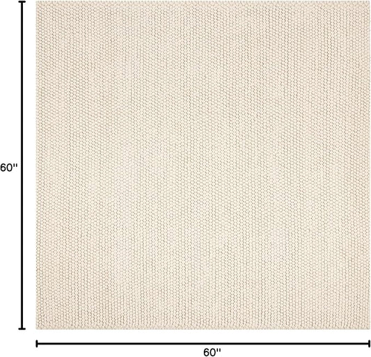 Safavieh Natura Collection Area Rug - 5' Square, Ivory, Handmade Wool Blend, Textured Design, Ideal for Living Room, Bedroom, Dining Space (NAT620A)