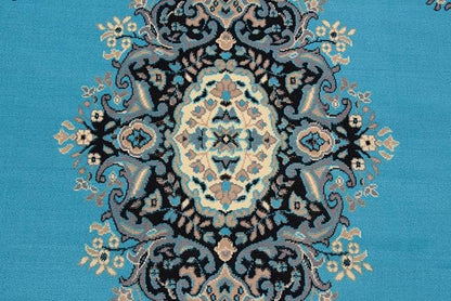 Unique Loom Reza Collection Traditional Persian Style Area Rug, 8' 0" x 8' 0", Turquoise/Ivory
