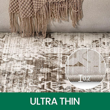 LUMI 8x10 Washable Area Rug for Living Room, Ultra Soft Traditional Vintage Rugs Non Slip with Rubber Backing, Low Profile, High Traffic, Stain Resistant Carpets, Ideal for Bedroom, Dining Room