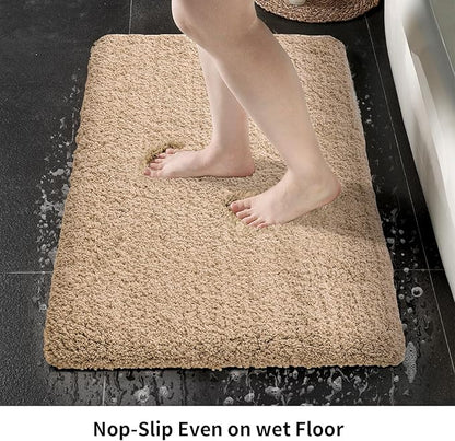 Beige Bathroom Runner Rug 24x70 Non Slip Fluffy Long Bath Mat for Bathroom Floor Washable Plush Luxury Large Bath Rug for Tub Absorbent Runner Rug for Bedside