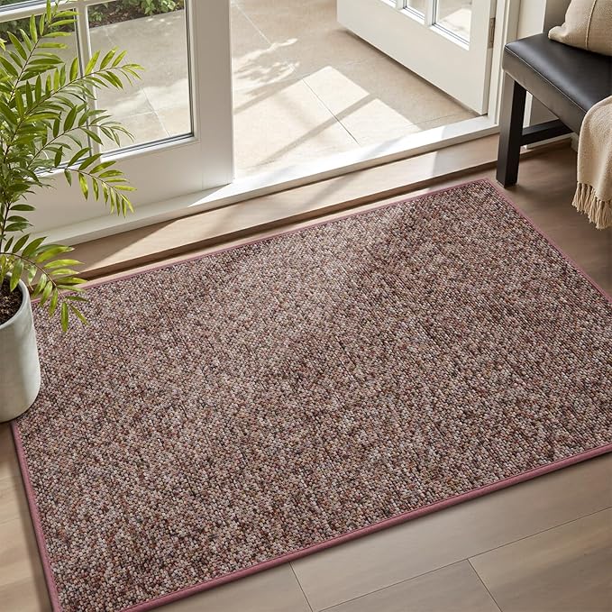 MontVoo Door Mat Indoor Entrance Doormat, Absorbent Durable Rubber Non Slip Front Door Mat for Inside Entry Entryway Dirt Trapper Welcome Mat, Red 24''x36''
