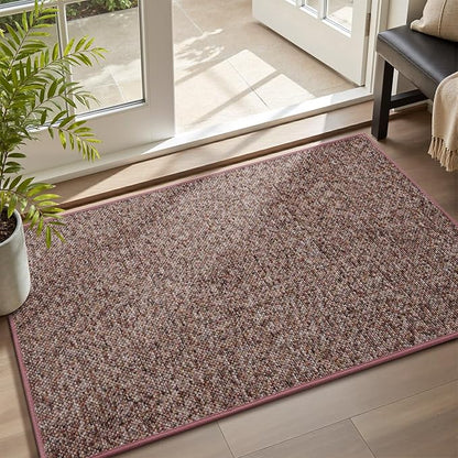 MontVoo Door Mat Indoor Entrance Doormat, Absorbent Durable Rubber Non Slip Front Door Mat for Inside Entry Entryway Dirt Trapper Welcome Mat, Red 17''x30''