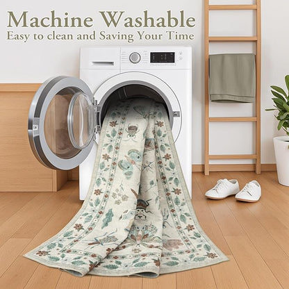 Lahome Insect Print Washable Rugs for Living Room, Soft 6x9 Area Rugs for Bedroom, Ultra-Thin Non Slip Modern Area Rug Low Pile Stain Resistant Throw Carpet for Dining Room Office(6'x9',Beige)