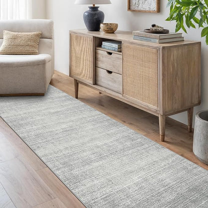 Art&Tuft Non-Slip Runner Rug - 3x6 Runner Rug Washable Low-Pile Rugs Runners, Soft Distressed Carpet Runner for Bedroom Bathroom Kitchen Laundry Living Room, Grey
