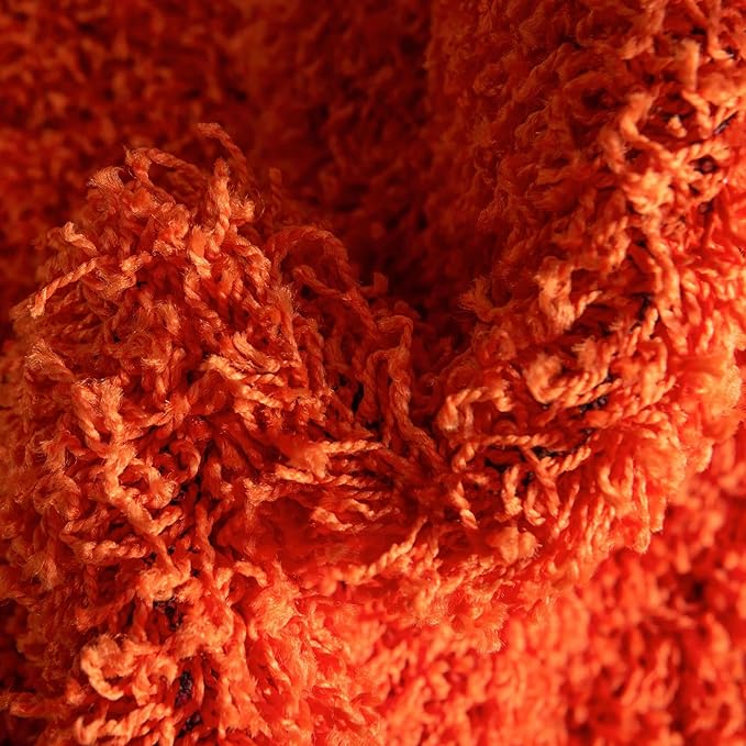 Unique Loom Solid Shag Collection Area Rug (5' 1" x 8' Oval, Tiger Orange)