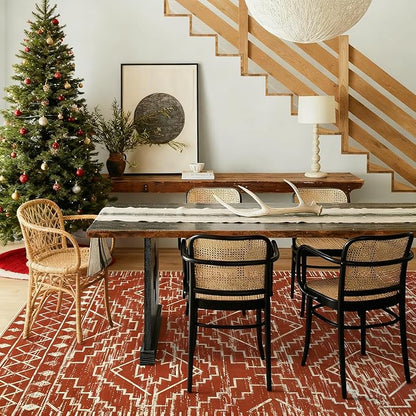 Wonnitar Moroccan 6x9 Area Rugs, Washable Brown Rugs for Living Room, Large Soft Bedroom Throw Rug, Non-Slip Stain Resistant Thin Boho Floor Carpet for Dining Room Home Office Decor (Brown,6'x9')