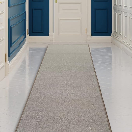Custom Made Runner Rug Low Pile with Rubber Backing for Kitchen Foyer Hallway Entry Choose Your Length Size 31 Inch Wide Solid and Plain Beige Color (3 feet x 31 Inch)