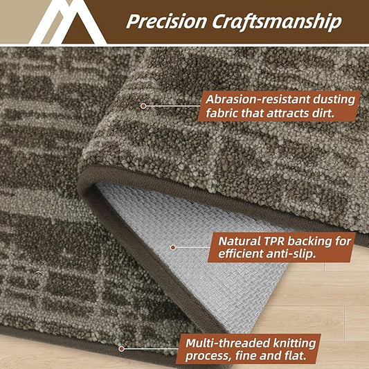 COSY HOMEER-Dirt-Trapper-Door-Mat 32"x48" Non-Slip Entryway Rugs,Washable Welcome Mat,Absorbent Entrance Mats,Low Pile Dog Door Mats for Front Back Doomats and Wet Shoes,Light Brown