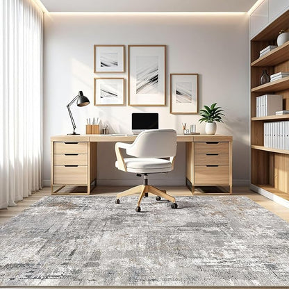 6x8 Area Rug Living Room: Washable Large Abstract Soft Stain Resistant Indoor Floor Rugs Non Slip Accent Carpet for Bedroom Nursery Playroom Office Dining Room Dorm Home House- Gray Rust