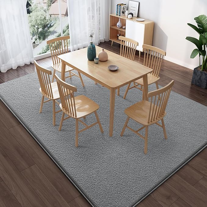 Large Modern Area Rugs for Living Room Bedroom, 5x8 Feet Grey Ultra Soft Solid Thickened Memory Foam Indoor Minimalist Carpets, Non-Slip Comfy Rugs for Boys Girls Nursery Kids Room Home Décor