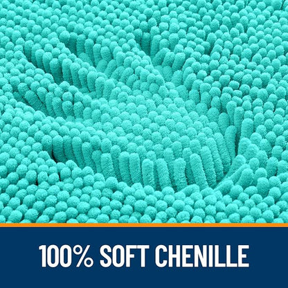 OLANLY Bathroom Rugs 30x20, Extra Soft Absorbent Chenille Bath Rugs, Rubber Backing Quick Dry, Machine Washable Bath Mats for Bathroom Floor, Tub and Shower, Home Decor Accessories, Teal