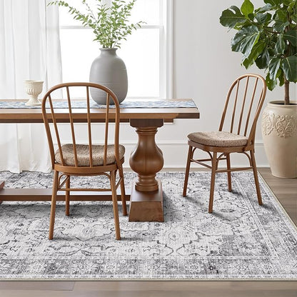 LUMI Washable Area Rug 8x10 for Living Room, Ultra Soft Stain Resistant Carpet with Non Slip Rubber Backing, Non-Shedding Low Pile Rugs for Bedroom, Dining Room, Indoor, Office