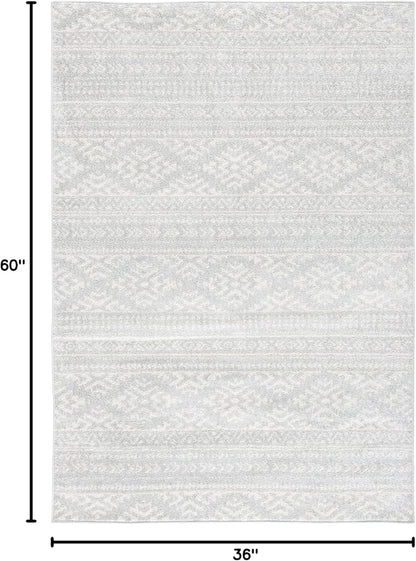 SAFAVIEH Area Rug 3x5 - Tulum Collection - Light Grey & Ivory, Moroccan Boho Tribal Design, Non-Shedding & Easy to Clean, Ideal for Entryway, Foyer, Accent Space, Bedroom (TUL272F)