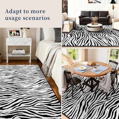 YIHOUSE 2×3 Ft Area Rugs, Abstract Washable Rug, Black and White Mordern Carpet, Soft Rugs Nonslip Throw Non-Shedding, for Bedroom Bedside, Laundry Room, Entryway, Indoor Home Decor