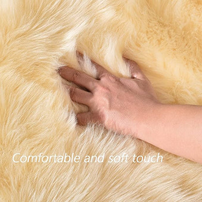 Latepis Yellow Rug for Bedroom Circle Faux Sheepskin Fur Round Rugs 5ft Furry Fluffy Rug for Bedroom Bedside Cute Home Decor