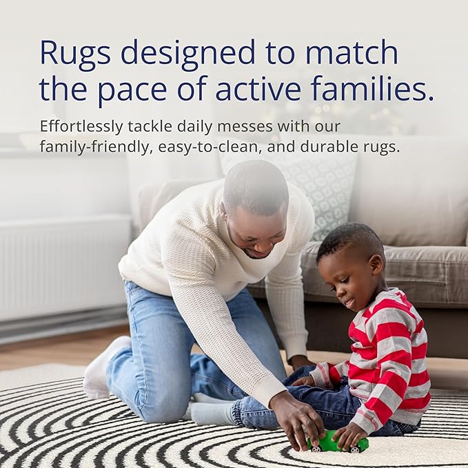 Abani Nuevo Beige Black Swirls Modern Area Rug 4' x 6' for Living Room, Bedroom - Abstract Design - Durable & Easy to Clean