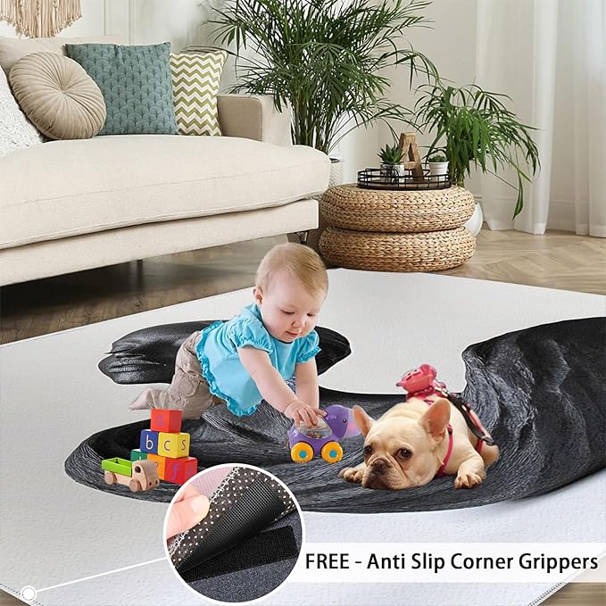 4x5 Sculpture Art Indoor Outdoor Rug - 3D Portrait Bedside Rug, Female Bust Washable Entry Way Rugs Kids Carpet for Inside House Playroom Living Room End Table Nursery