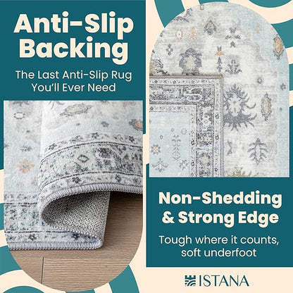 Istana 5x7 Area Rug - Blue Rugs for Living Room 5x7 - Foldable Rugs for Bedroom - Stain Resistant Washable Rug - Eco-Friendly Boho Area Rugs - Easy to Clean Living Room Rug