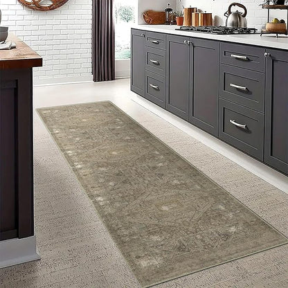 vivorug Runner Rug 2'x7' Vintage Washable Non-Slip Runners for Hallways Kitchen Entryway Laundry Room Carpet Hallway Runner Olive