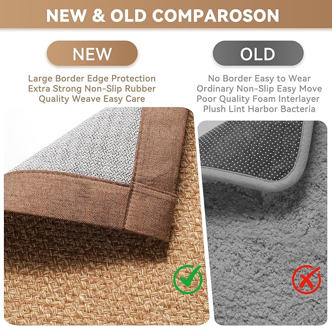 Washable Area Rug 5x7 Large Jute Like Rug for Living Room, Soft Non Slip Rugs Carpet for Dining Room Bedroom Cotton Boho Woven Braided Rugs Home Office Decor, Brown