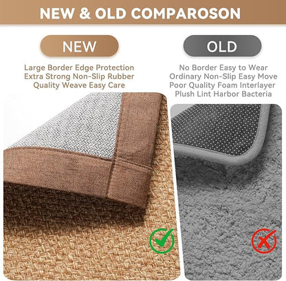 Washable Area Rug 5x7 Large Jute Like Rug for Living Room, Soft Non Slip Rugs Carpet for Dining Room Bedroom Cotton Boho Woven Braided Rugs Home Office Decor, Brown