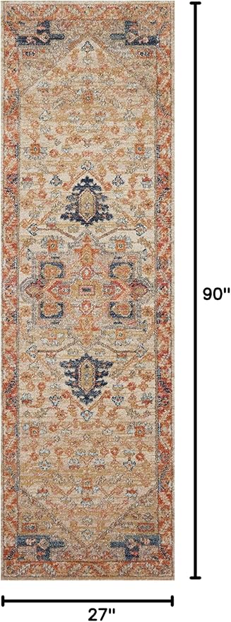 Loloi Jocelyn Collection JOC-01 Sand/Multi 2'-3" x 7'-6" .38" Thick Runner Rug