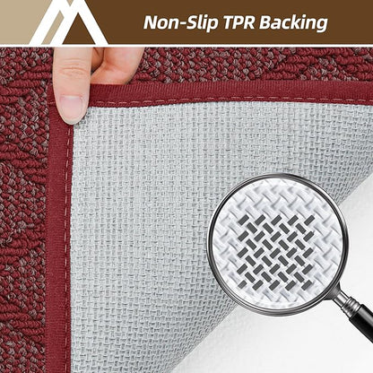 COSY HOMEER Non-Slip Door Mat 24"x36", Entryway Rugs Low Profile Absorbent Dirt Trapper Doormat for Front Entrance, Washable Polypropylene Entry Mat (Red)