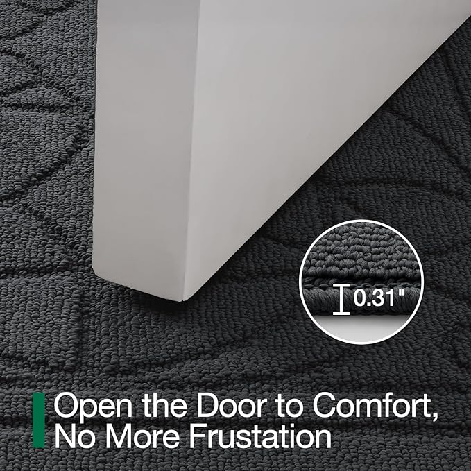 LUMI Door Mat Indoor Entrance 24"x36", Front Welcome Mat with Non-Slip Rubber Backing, Low Profile Dirt Trapper Inside Doormat for Entrance, Garage, Patio, Grey