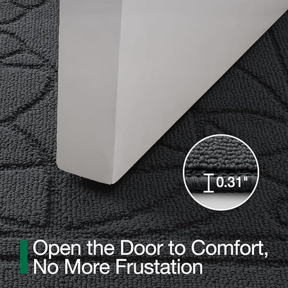 LUMI Door Mat Indoor Entrance 24"x36", Front Welcome Mat with Non-Slip Rubber Backing, Low Profile Dirt Trapper Inside Doormat for Entrance, Garage, Patio, Grey