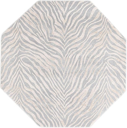 Unique Loom Finsbury Collection Area Rug - Meghan (5' 3" Octagon, Gray and Ivory)