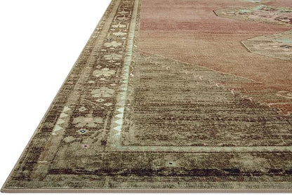 Loloi Magnolia Home by Joanna Gaines Sinclair Collection SIN-06 Clay/Tobacco 2'-0" x 5'-0", .25" Pile Height, Machine Washable, Accent Rug