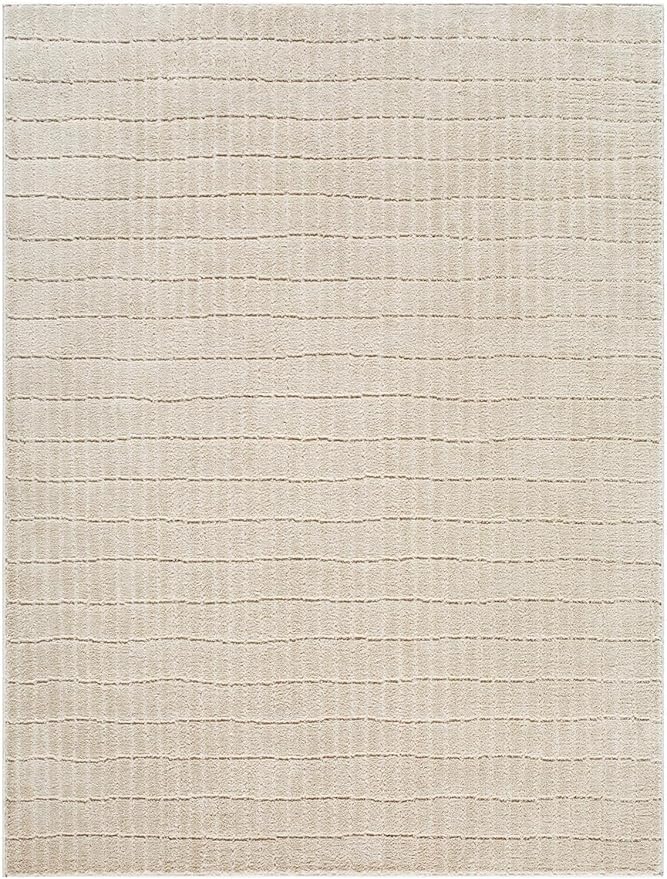 Livabliss x Our PNW Home Cascade Minimalist Striped Area Rug, 12' x 15', Light Brown