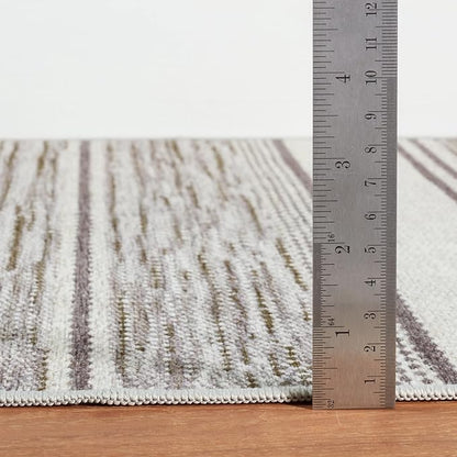 Dash & Albert Ellington Stripe Grey Machine Washable Rug, 4 X 6 Feet, Grey Stripe Pattern