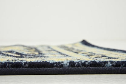 Unique Loom Taftan Collection Border Geometric Tribal Inspired Design Area Rug (2' 7 x 10' 0 Runner, Navy Blue/ Gold)