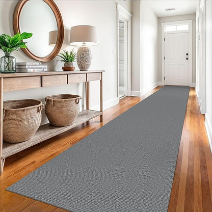 EARTHALL Extra Long Runner Rug 3x16 Ft Washable Runners for Hallways Cotton Non Slip Entryway Runner Braided Kitchen Runner Indoor Outdoor Carpet Runners for Hotels, Hall, Stair, Charcoal Gray