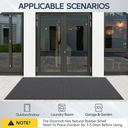 Amyracel Outdoor Indoor Door Mat for Entryway, 24"x72" All Season Weather Outside Door Mat, Low Pile Heavy Duty Rubber Backing Doormat, Stain and Fade Resistant, Inside Door Mats for Home Entry Floor