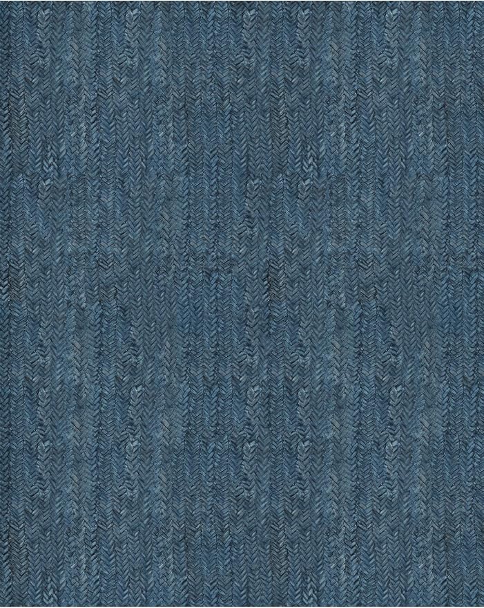Eleisa Modern Vintage 10x14 Herringbone Chevron Area Rug, Non-Slip Stain Resistant Washable Rug, Blue Large Rug for Living Room, Farmhouse Carpet for Bedroom, Kitchen, Dining Room, Home Office