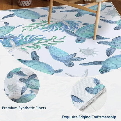 Tritard Coastal Sea Turtles Hallway Runner Rug 2x6 Beach Themed Starfish Area Rug Runner Non-Slip Washable Entryway Doormat Indoor Entrance Carpet for Kitchen Bathroom Laundry Bedroom Living Room