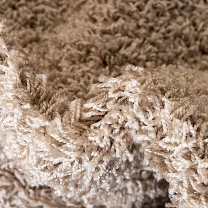 Unique Loom Solid Shag Collection Area Rug (4' 1" Round, Taupe)