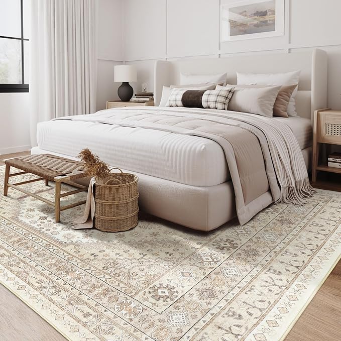 zesthome 6x9 Area Rug, Super Soft Washable Rugs for Living Room, Non-Slip Stain Resistant Vintage Rugs, Ultra-Thin Large Area Rugs