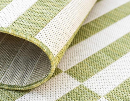 Unique Loom Outdoor Striped Collection Area Rug - Striped (9' x 12' Rectangle, Green/Ivory)