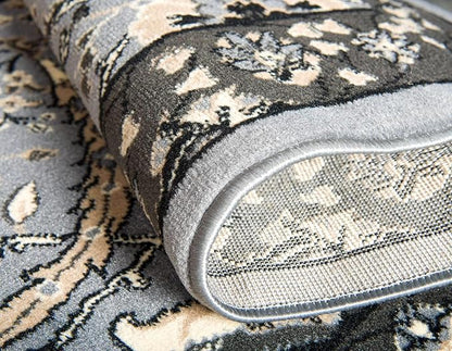 Unique Loom Espahan Collection Area Rug - Cape Cod (9'x 12' Rectangle, Dark Gray/ Black)