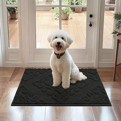 COSY HOMEER Door Mat 20”x32”,Absorbent Dirt Trapper Entryway Rugs,Non-Slip Welcome Mat,Washable Entry Rugs,Low Pile Doormat for Front Back Door,Wet Shoes & Paws,Black