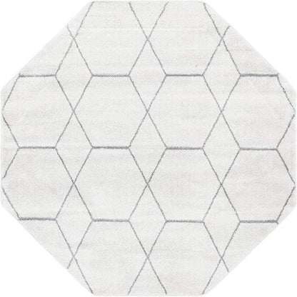 Unique Loom Trellis Frieze Collection Area Rug - Geometric (5' Octagon, Ivory/ Gray)