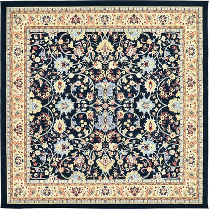 Unique Loom Sialk Hill Collection Area Rug - Washington (8' Square Navy Blue/Cream)