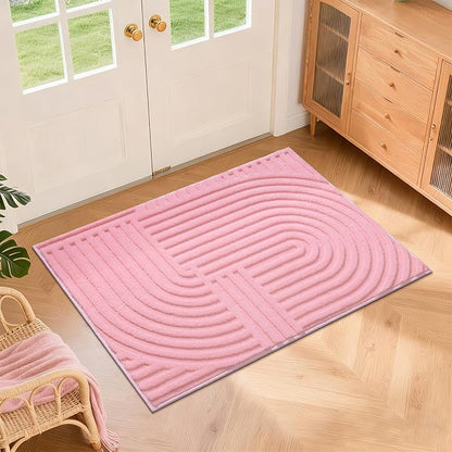 Pauwer 2x3 Washable Area Rugs for Living Room Modern Pink Solid Color Soft Fluffy Rugs for Bedroom Non Slip Boho Accent Indoor Mat Floor Carpet Cover for Kids Room Dining Room Kitchen Office, Pink